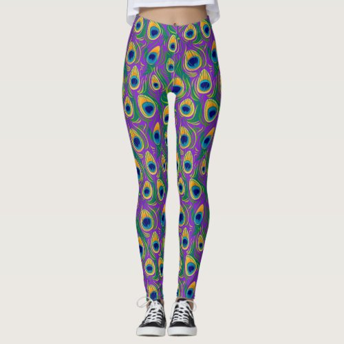 Peacock Feather Animal Print Leggings