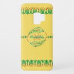 Peacock Feather Art Deco Monogram Stencil Border Case-Mate Samsung Galaxy S9 Case<br><div class="desc">This beautiful, intricate modern decorative phone case design looks vintage Art Deco / Art Nouveau 20's style. Easily add your name and monogram inside the circle made of an abstract peacock feather motif. The top and bottom border has a repeating deco flourish stencil pattern, as well as a short abstract...</div>