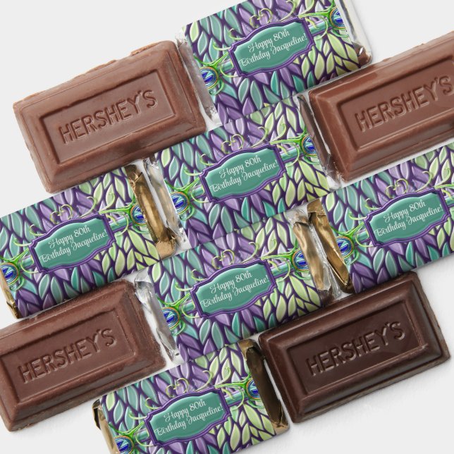 Peacock Feather Art Deco Purple Birthday Party  Hershey's Miniatures (Assorted)