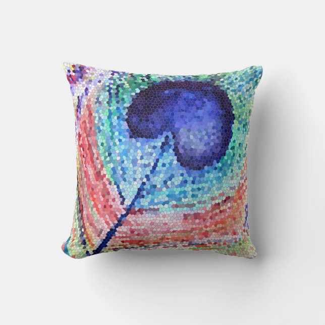 Peacock Feather Art Throw Cushion (Front)