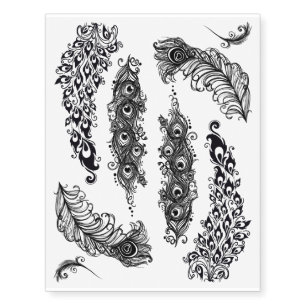 Peacock Feather Assortment Temporary Tattoos