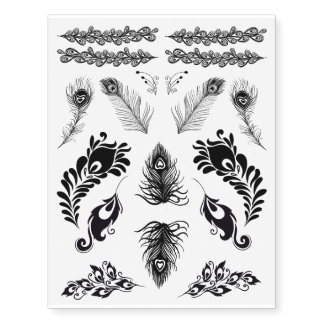 Peacock Feather Assortment Temporary Tattoos