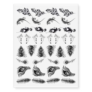 Peacock Feather Assortment Temporary Tattoos