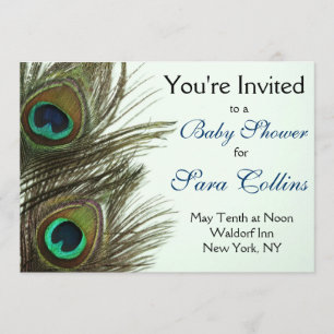 Peacock Feather Baby Shower Invitation