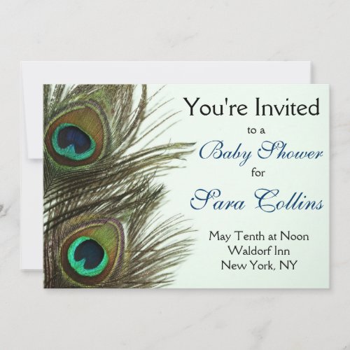Peacock Feather Baby Shower Invitation