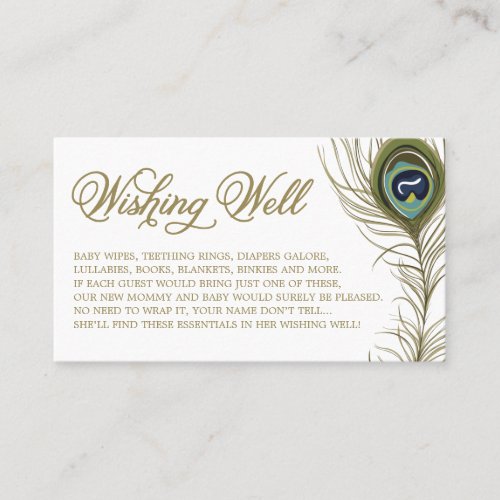 Peacock Feather Baby Shower Wishing Well Card