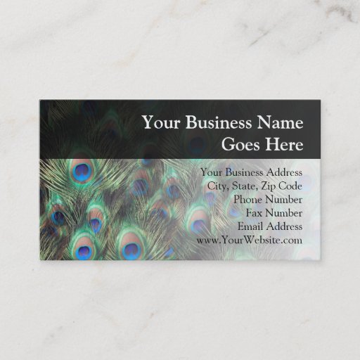 Customizable Peacock Feather Background Business Card