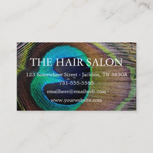 Customizable Peacock Feather Background Business Cards