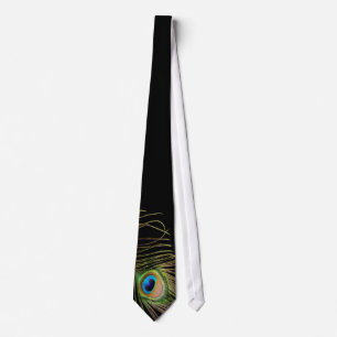 Peacock Feather Black Tie