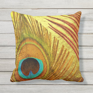 Teal Gold Outdoor Pillows Cushions Zazzle