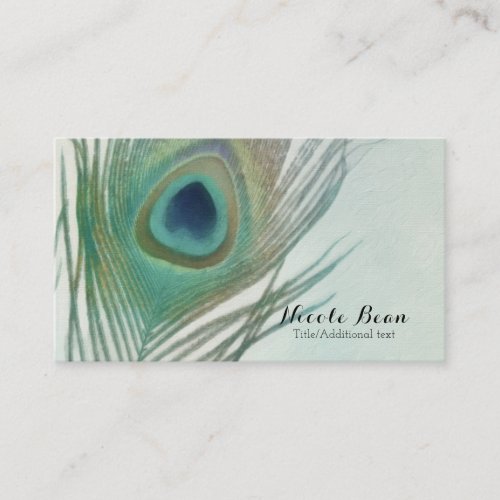 Peacock Feather Boho Chic Watercolor Custom Business Card