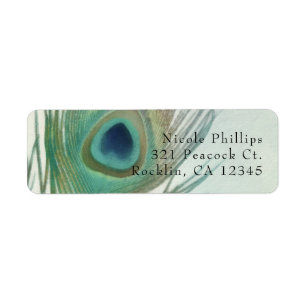 Peacock Feather Boho Chic Watercolor Invitation Label