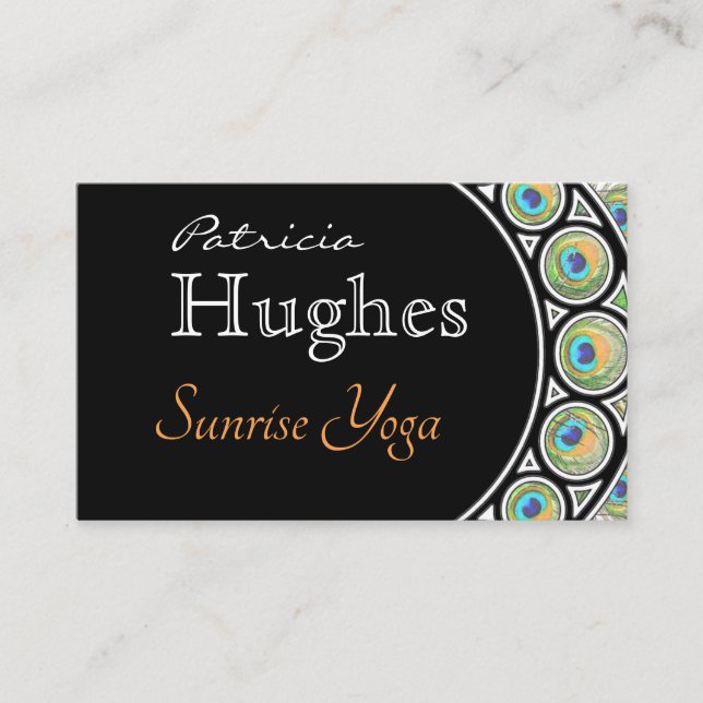 Peacock Feather Border Business Card (Front)