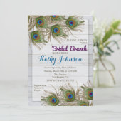 Peacock Feather Bridal Shower Brunch Invitation (Standing Front)