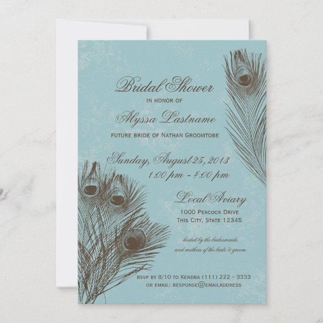Peacock Feather Bridal Shower Invitation (Front)