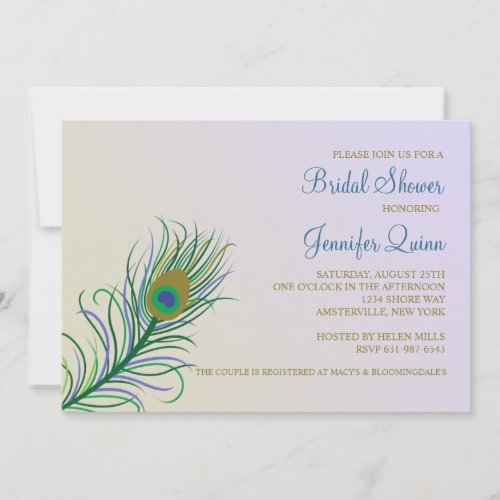 Peacock Feather Bridal Shower Invitation