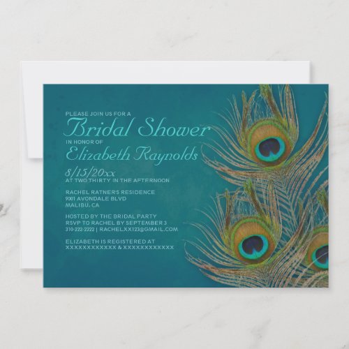 Peacock Feather Bridal Shower Invitations