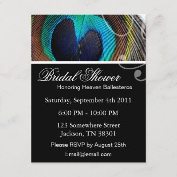 Peacock Feather Bridal Shower Invitations by AllyJCat at Zazzle