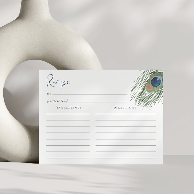 Peacock Feather Bridal Shower Recipe Card (Creator Uploaded)