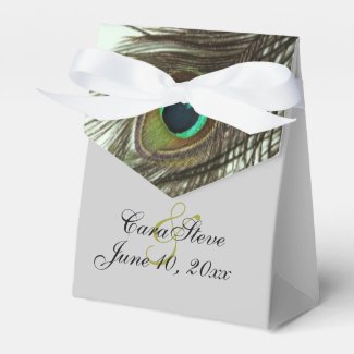 Peacock Feather Bride and Groom Favor Box