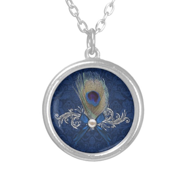 Peacock Feather Bridesmaid's Necklace (Front)