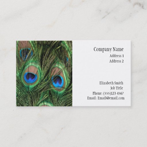 Customizable Peacock Feather Buiness Card Business Card Templates