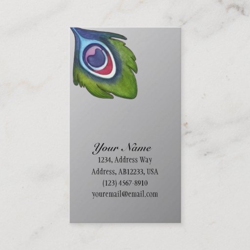 Customizable Peacock feather business cards
