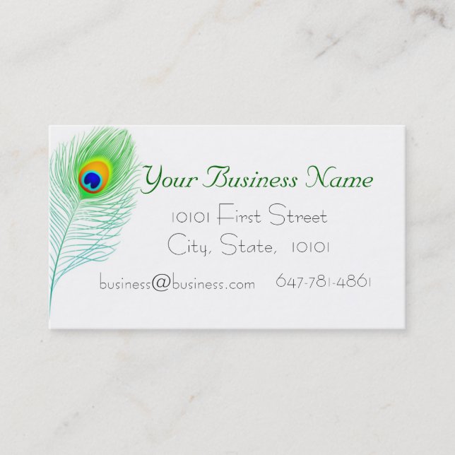 Peacock Feather Business Card (Front)