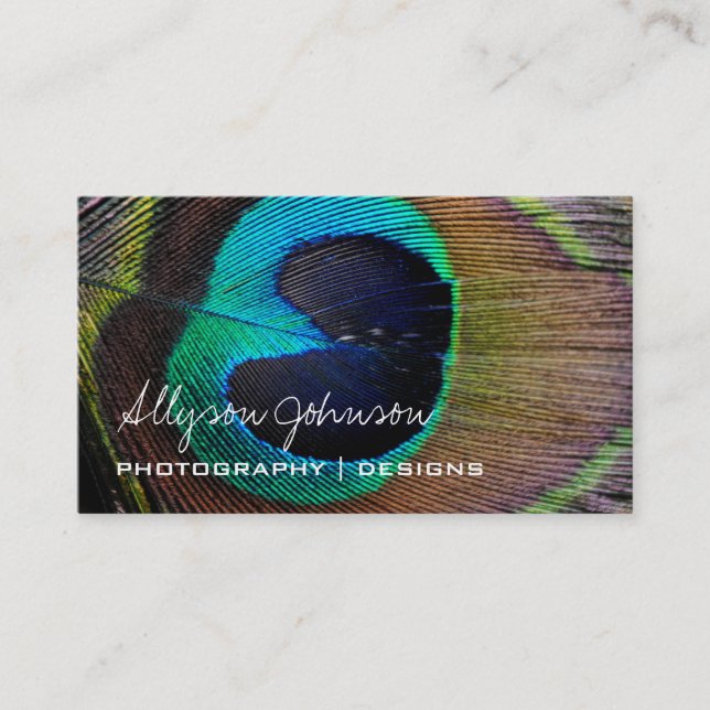 Peacock Feather Business Cards (Front)