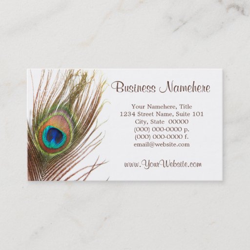 Customizable Peacock Feather Business Cards