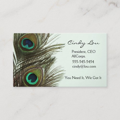 Peacock Feather Business Cards