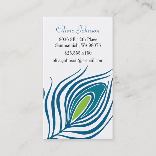 Peacock Feather Calling Card Business Card Template