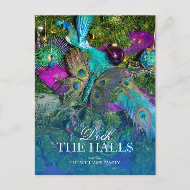 Peacock Feather Christmas Decorations Postcard (Front)