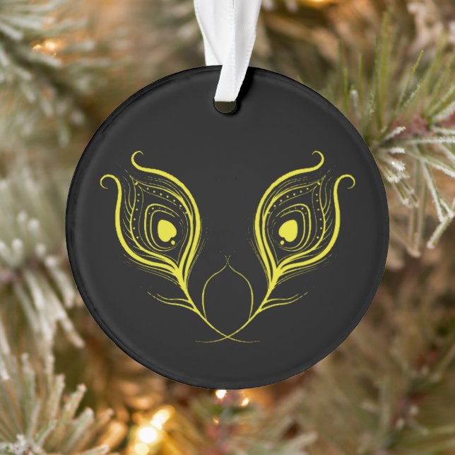 Peacock Feather Circle Acrylic Ornament (Tree)