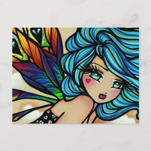 Peacock Feather Cloud Fairy Fantasy Postcard