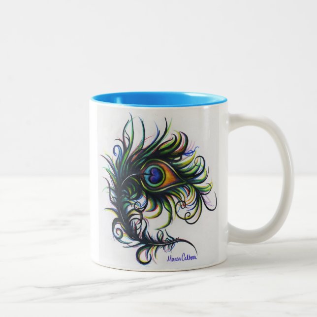 Peacock Feather Coffee Mug (Right)