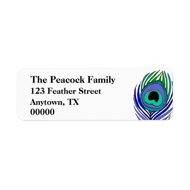 Peacock Feather Customizable address labels (Front)