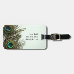 Peacock Feather Customizable Luggage Tags