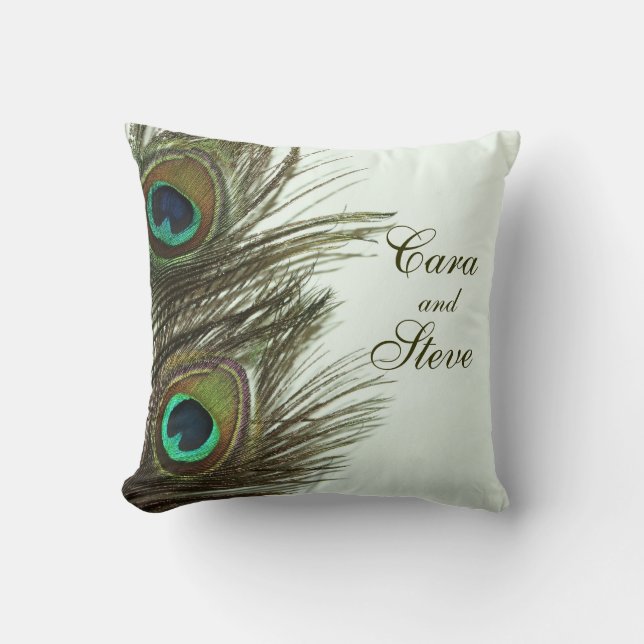 Peacock Feather Customizable Pillow (Front)