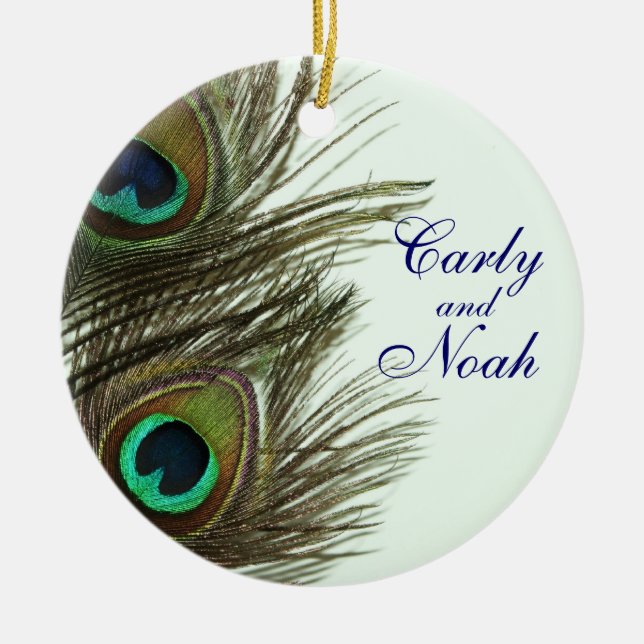 Peacock Feather Customizable Wedding Ornament (Front)