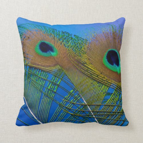 Peacock Feather Design Throw Pillow