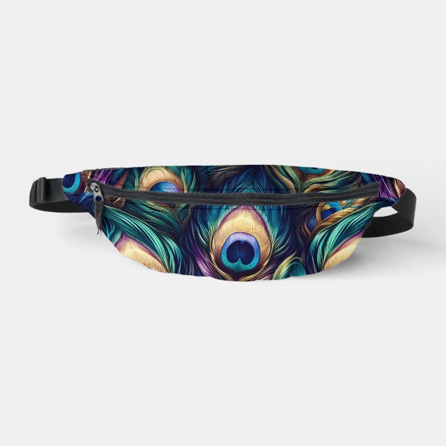 Peacock feather design unique fanny pack (Front)