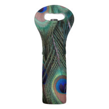 Peacock Feather Detailed Photograph Wine Tote