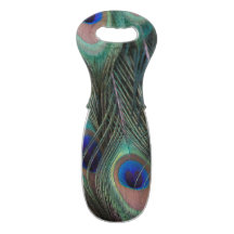 Peacock Feather Detailed Photograph Wine Tote