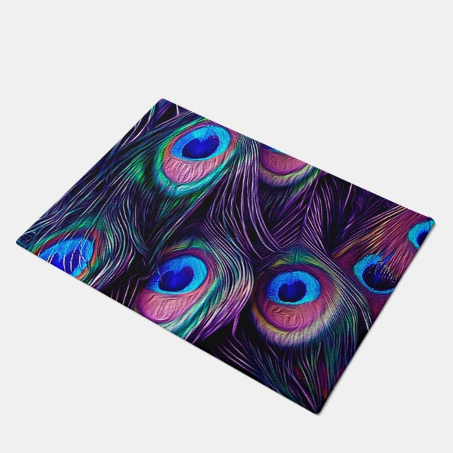 Peacock Feather Doormat (Angled)