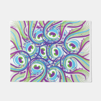 Peacock feather doormat