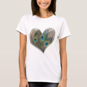 Peacock Feather Double Heart T-Shirt