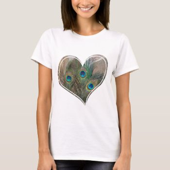 Peacock Feather Double Heart T-shirt by Peacocks at Zazzle