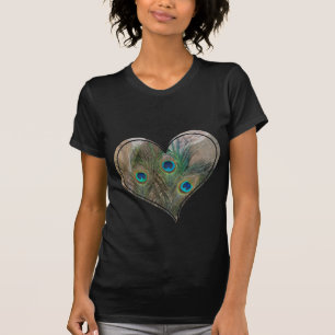 Peacock Feather Double Heart T-Shirt