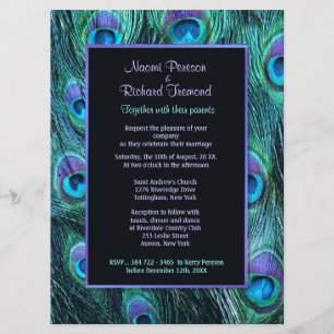 Peacock Feather Drama 6.5" x 8 Wedding Invitation
